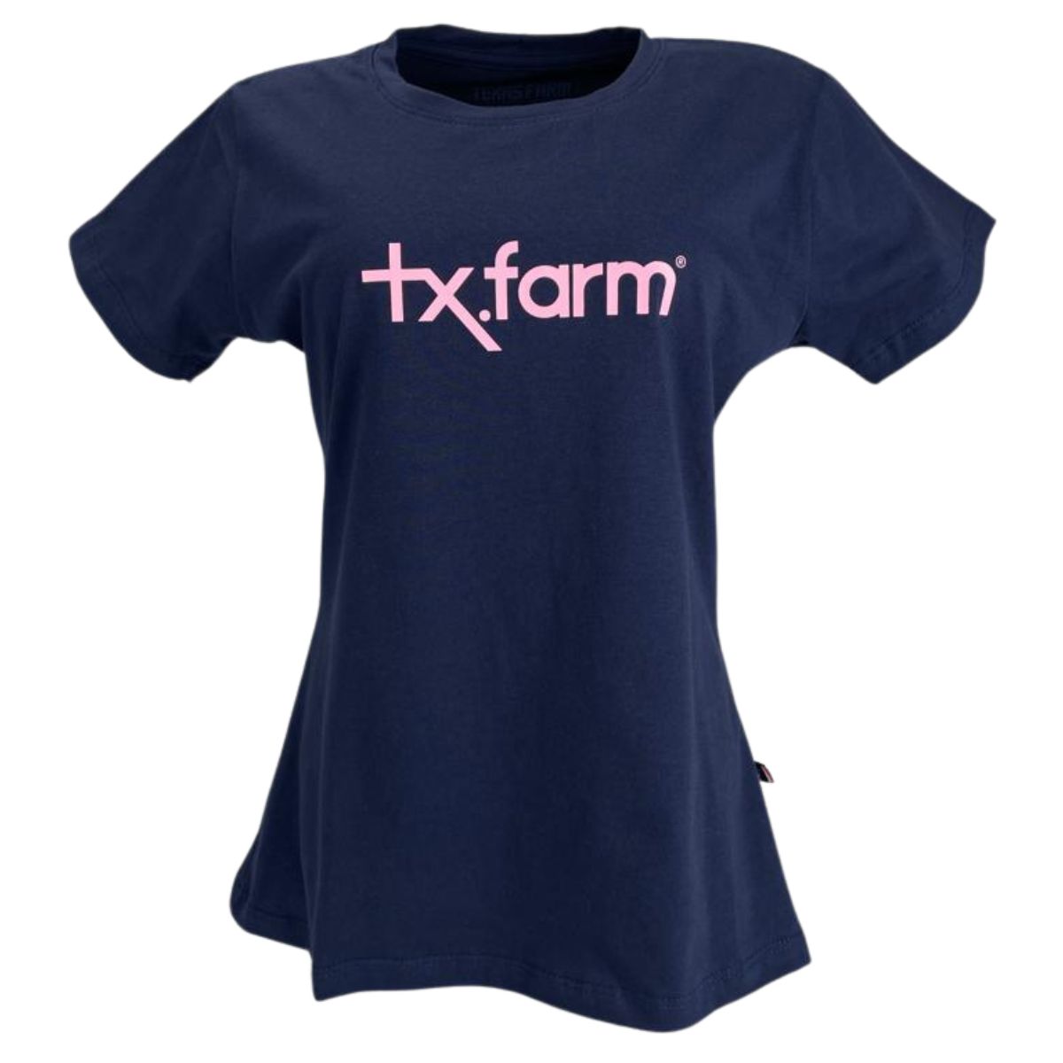 Camiseta Feminina Texas Farm Azul Com Logo Rosa Ref: CF129