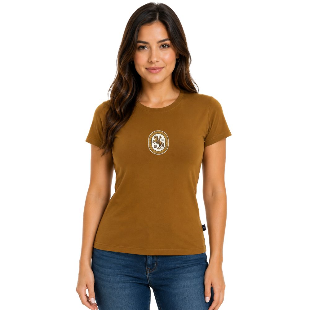 Camiseta Feminina Texas Farm Baby Look Marrom Cappuccino The Countryside Cowgirl - Ref:CF362