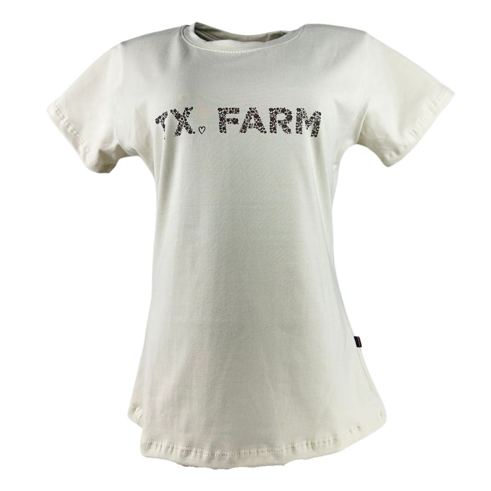 Camiseta Feminina Texas Farm Babylook Bege Manga Curta Com Logo De Florzinha Ref:CF309