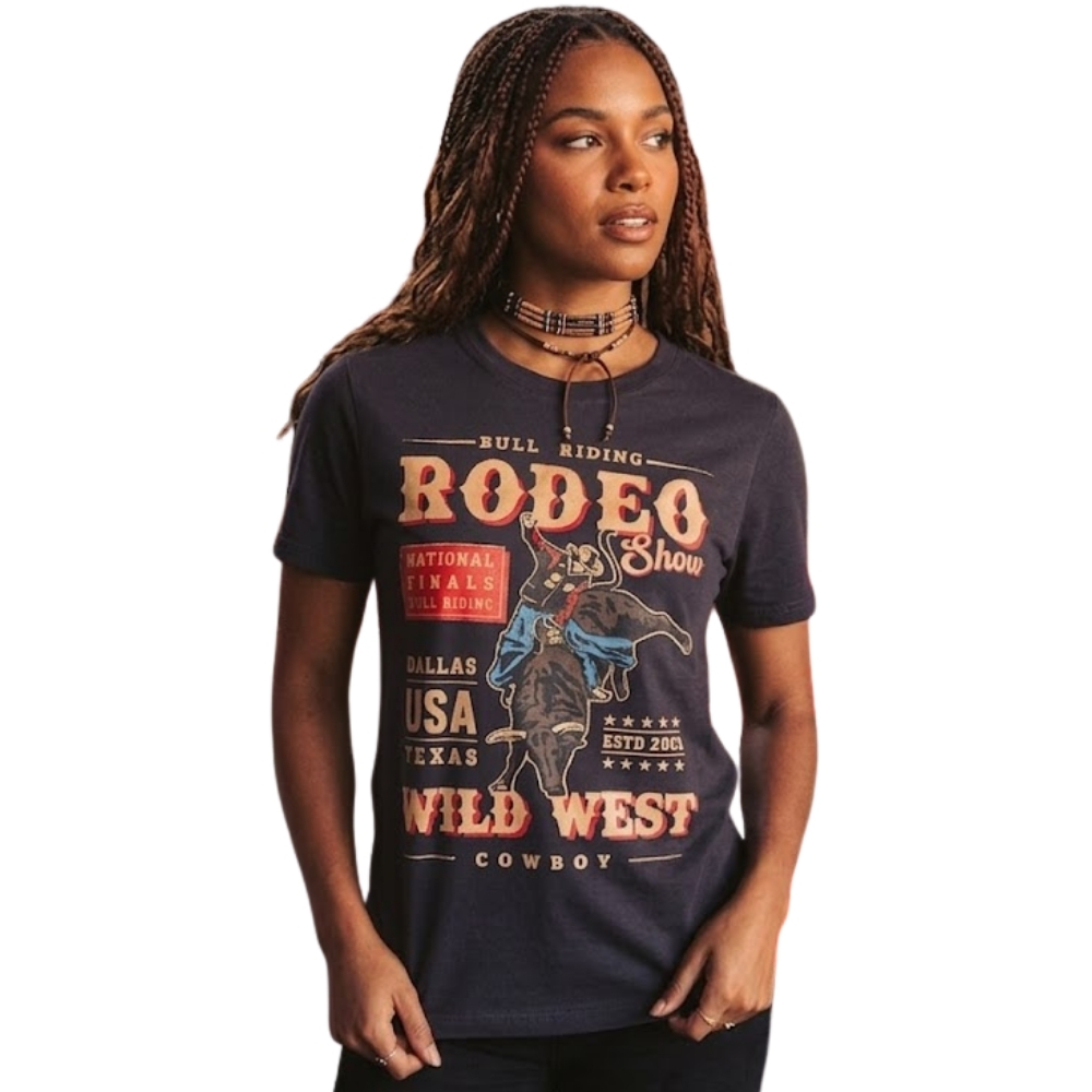 Camiseta Feminina Turkese T-Shirt Over Rodeo Show Cinza Escuro REF:TS06601