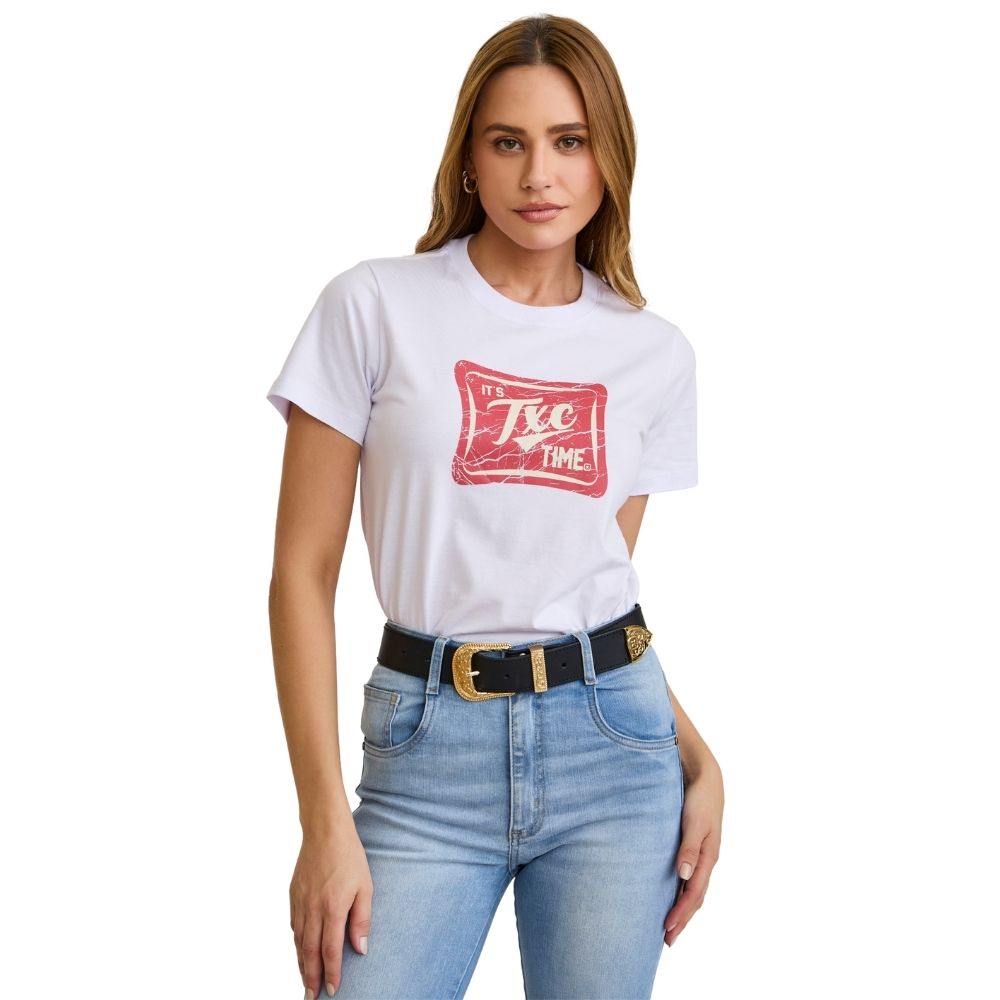 Camiseta Feminina TXC Slim Fio 30 Branca Estampada Ref: 51281