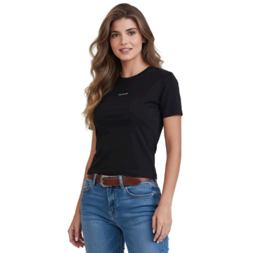 Camiseta Feminina TXC Slim RAM Manga Curta Preto Logo Preto Ref:RAM008