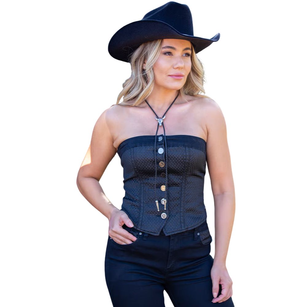 Top Sem Alça Feminino West Dust Top Glamour Preto Ref:TP29654