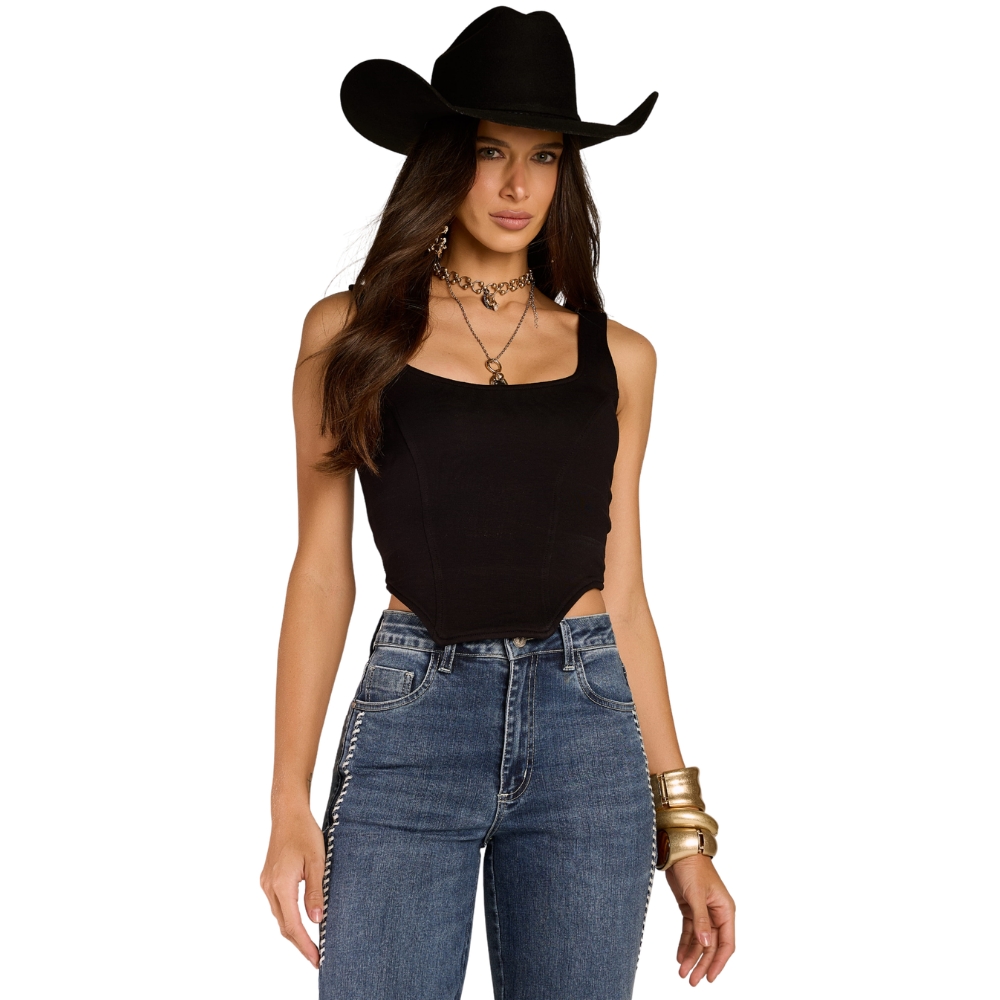 Regata Feminina Moon Horse Corset Preto Ref:01.13.532PT