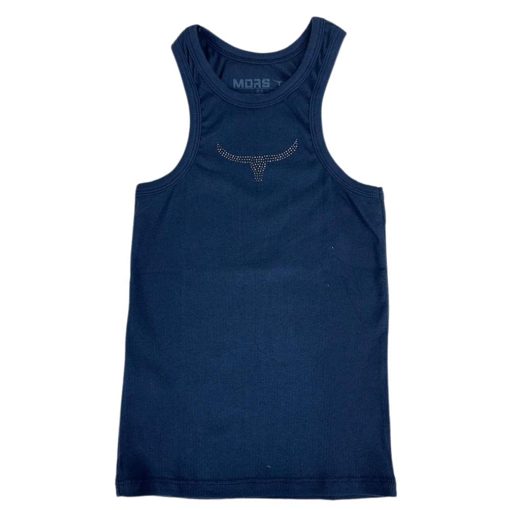 Regata Feminina Os Moiadeiros Dallas Nadador Azul Com Logo Bordado Strass Ref:CMRF85