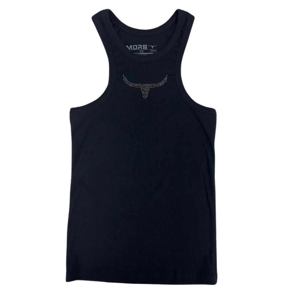 Regata Feminina Os Moiadeiros Dallas Nadador Preto Com Logo Bordado Strass Ref:CMRF84