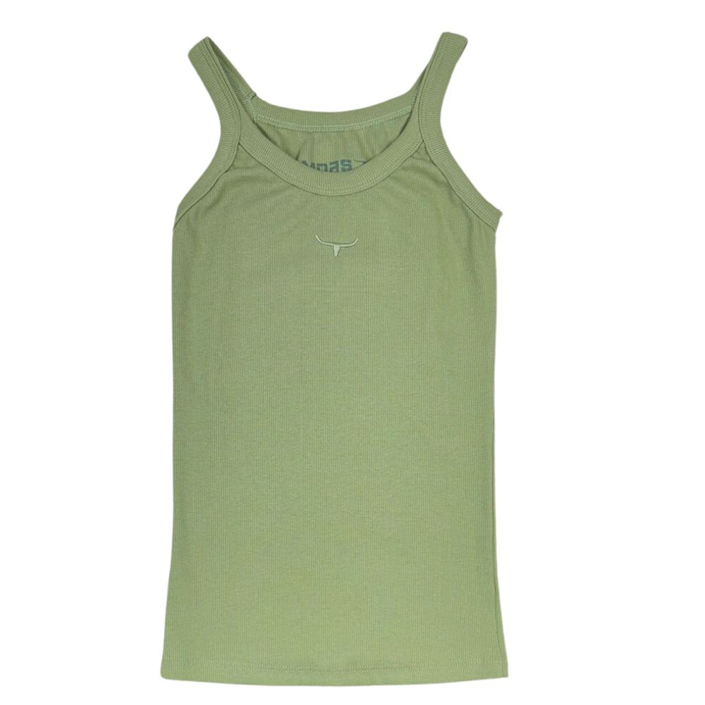 Camiseta Regata Feminina Os Moiadeiros Verde Menta Com Logo Bordada Ref:CMRF53