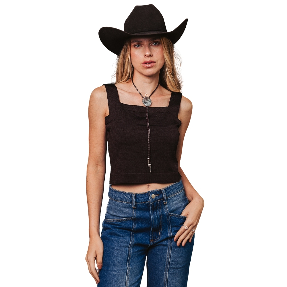 Regata Feminina Turkese Blusa Hollywood Marrom Coffee - Ref:BL06603