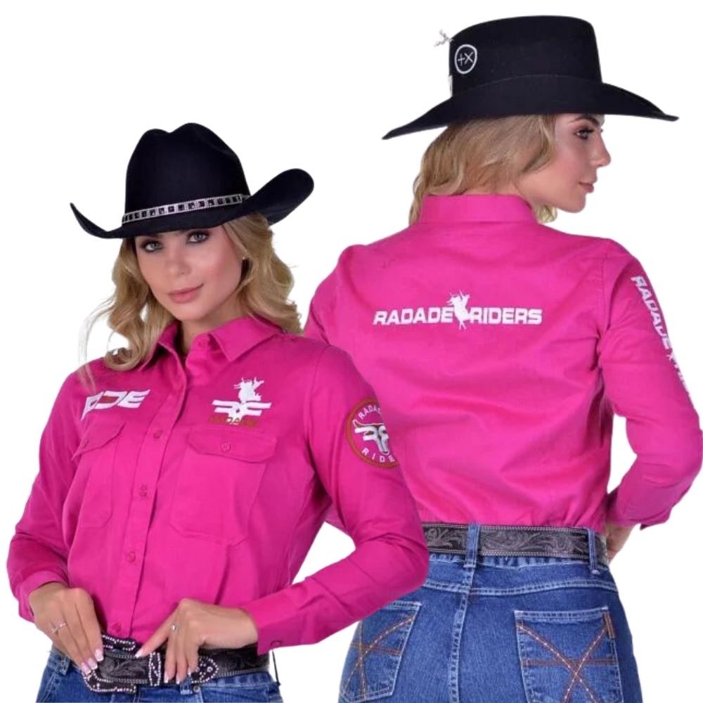 Camisa Feminina Radade Manga Longa Bordada Riders Pink - Ref: 2750