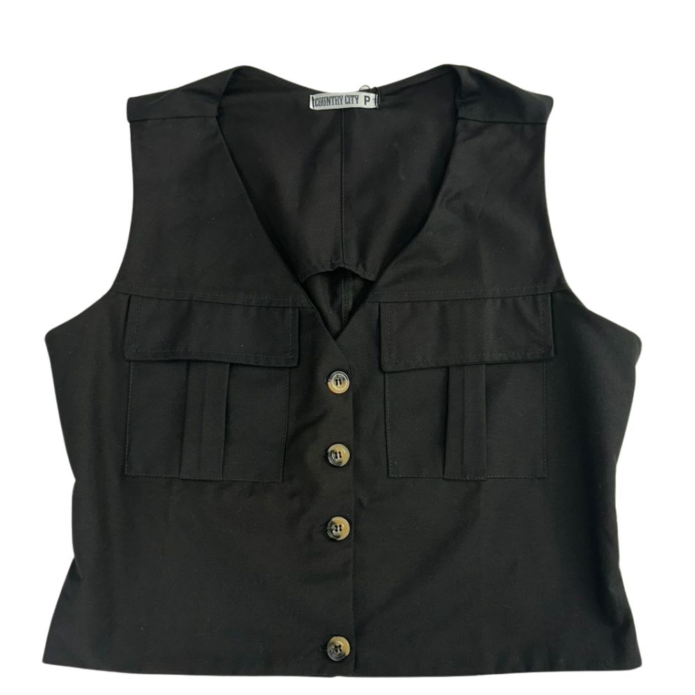 Colete Feminino Country City Amanda Preto Ref:CA2103