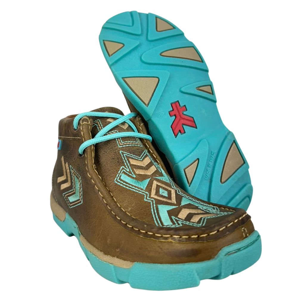 Destroyer Feminino Goyazes Couro Dallas Ocre Sola Dest Turquesa Bege Bordado Ref:201047-C