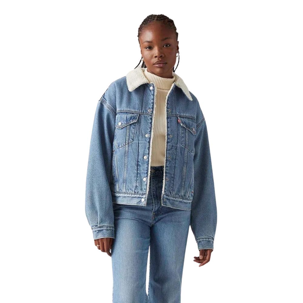 Jaqueta Jeans Feminina Azul Levi's Com Bolsos Forro De Pele - Ref: A44350011