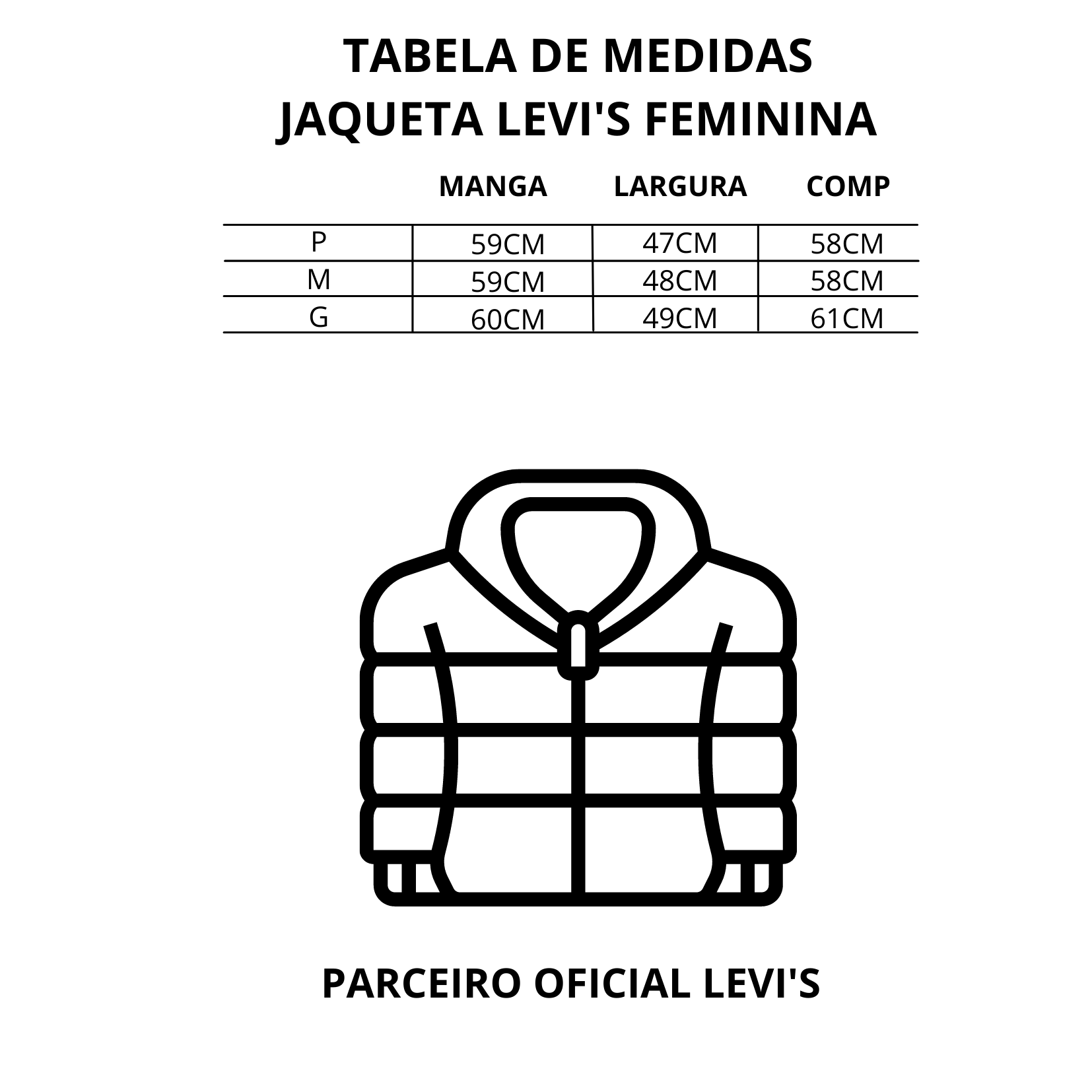 Tabela de medidas levis hot sale feminina