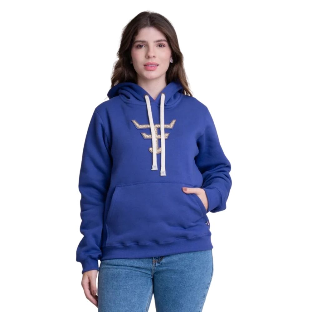 Moletom Feminino Texas Farm Aliance Modelo Canguru Roxo Mirtilo Logo Ref: MTF034