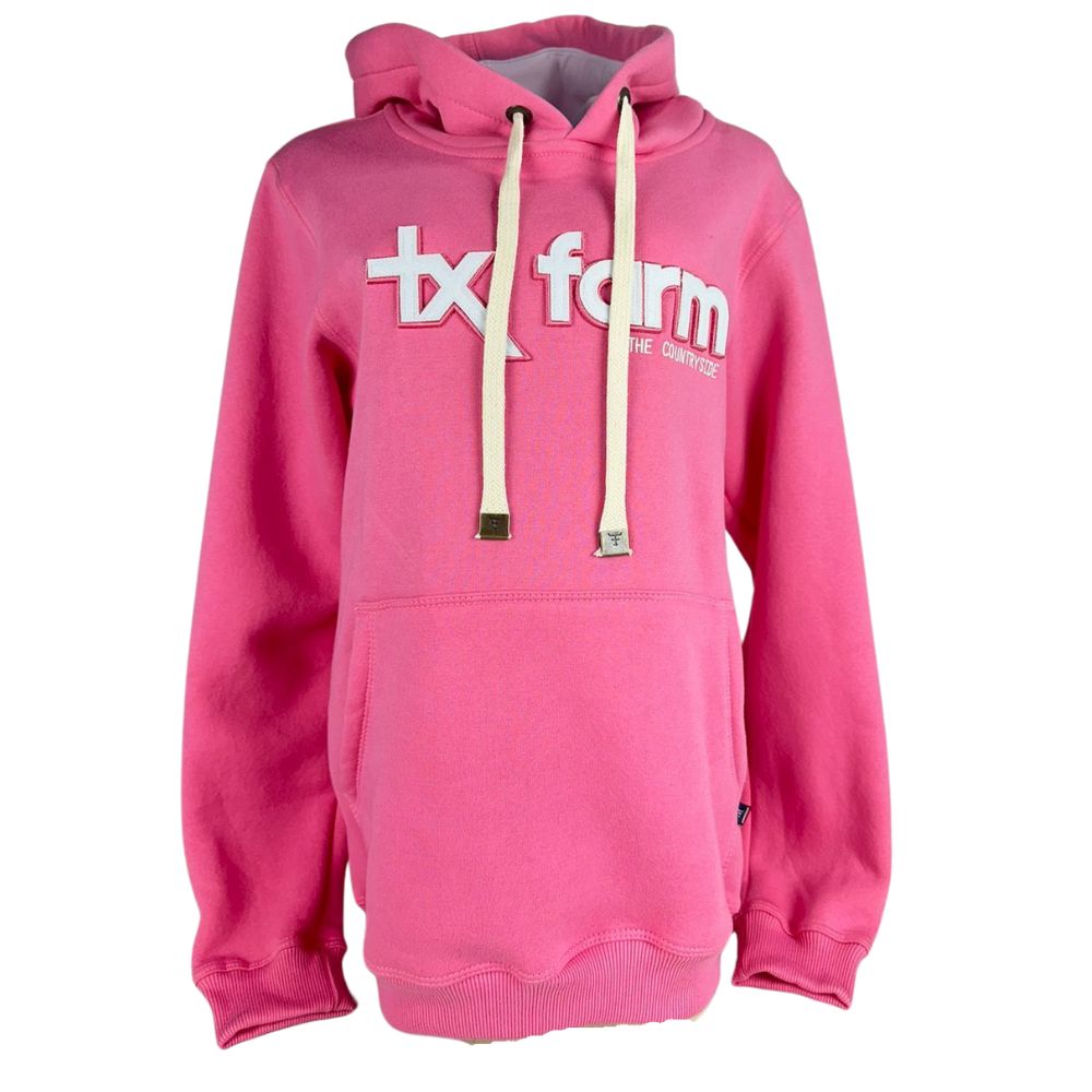 Moletom Feminino Texas Farm Modelo Canguru Rosa Chiclete Logo Branco Ref: MTF015