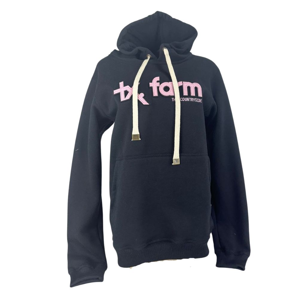 Moletom Feminino Texas Farm Modelon Canguru Preto Logo Rosa BB Ref:MTF015