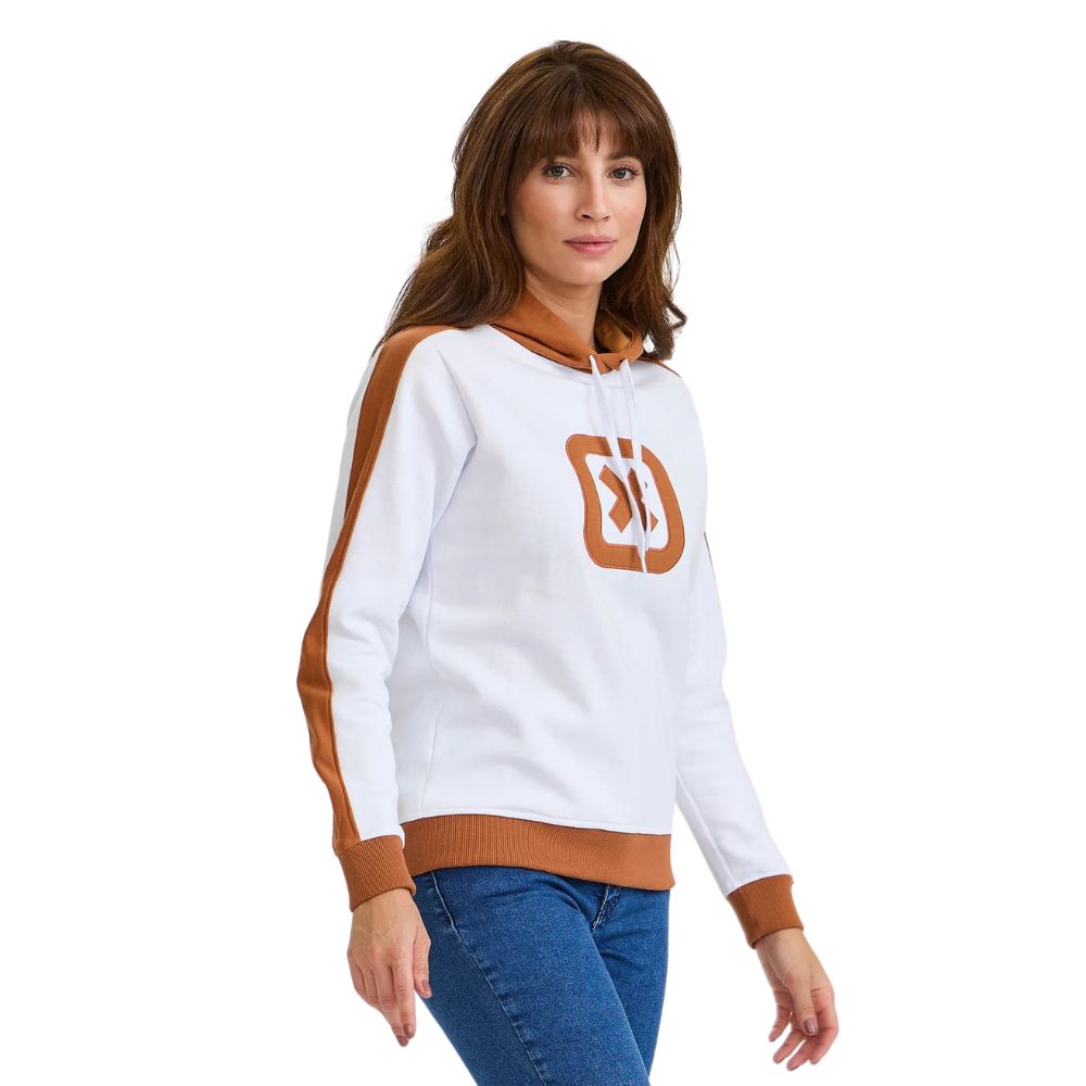 Moletom Feminino TXC Com Capuz Custom Regular Creme E Caramelo Com