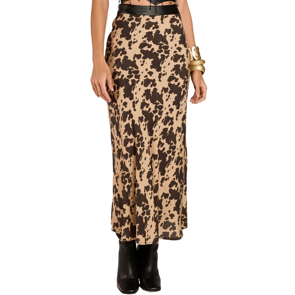 Saia Feminina Moon Horse Dany Longa Tecido Bege Com Preto Camuflado REF:01.13.538