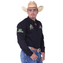 Camisa Masculina Bordada Radade Green Bull Preto/Azul Marinho - Escolha a cor