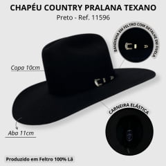 Chapéu Country Pralana Texano  Aba 11 - Ref. 11596