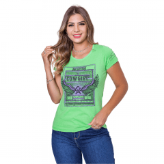 Camiseta Feminina Ox Horns Saloon Verde Limão Ref: 6246