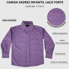 Camisa Xadrez Infantil Laço Forte Lilás E Rosa Ref. 171013