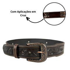 Cinto Masculino Pyramid Country Marron Bordado Ref: 7864