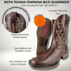 Bota Texana Feminina Goyazes Bico Quadrado - Ref.233207-CF