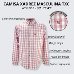Camisa Masculina TXC Custom-X Xadrez Vermelho - Ref. 29039C