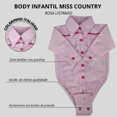 Body Baby Shine Miss Country Cowgirl Listrado Rosa Ref: 3080
