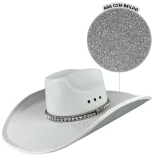 Chapéu Country Mundial Dakota Branco Com Strass - Ref. 289