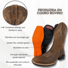 Bota Texana Feminina Jácomo Crazy Amêndoa - Ref. 1011/UF