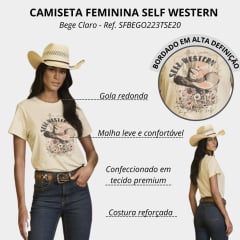 Camiseta Feminina Self Western T-Shirt Manga Curta Bege R:TSE20