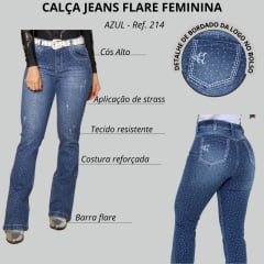 Calça Feminina Country City Eloísa Jeans Flare com Bordado e Strass Ref: 214