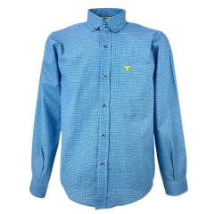 Camisa Masculina Laço Forte Manga Longa Xadrez Azul Ref. 3161