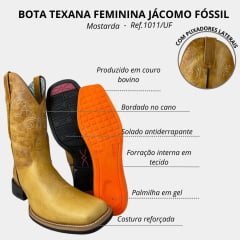 Bota Texana Feminina Jácomo Fóssil Mostarda Ref:1011/UF