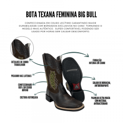 Bota Texana Feminina Big Bull Boots Fóssil Marrom Ref: 925
