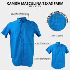 Camisa Masculina Country Texas Farm Manga Curta Xadrez  - Escolha a cor
