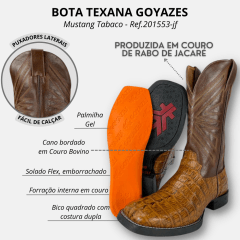 Bota Texana Masculina Goyazes Couro de Jacaré - Ref.201553JF