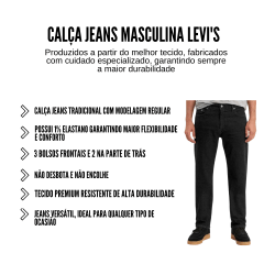 Calça Jeans Masculina Levi's 505 Regular Preto Ref.005051469