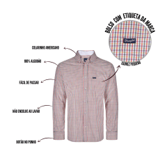 Camisa Xadrez Roxo Azul Laranja Rosa Masculina Wrangler