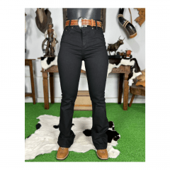 Calça Feminina Rodeio Country Jeans Preta Flare - Ref. 7505