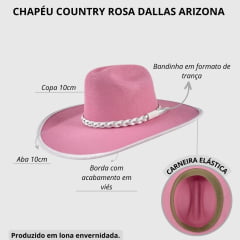 Chapéu Feminino Country Dallas Arizona Rosa Claro Ref. 20150