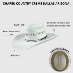 Chapéu Country Dallas Arizona Rendado Natural - Ref. 15000