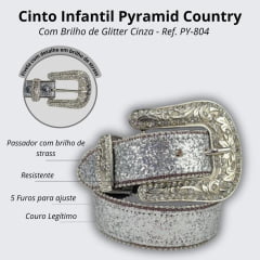 Cinto Infantil Pyramid Country com Glitter Branco Ref PY-804