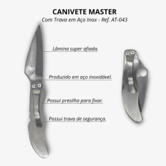 Canivete Master em Aço Inox Grande com Trava - Ref. AT-043