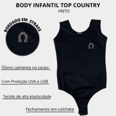 Body Infantil Top Country Regata Preto Simples