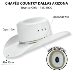 Chapéu Country Dallas Arizona Gelo Feminino - Ref. 6000