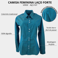 Camisa Feminina Laço Forte Manga Longa Verde - Ref. 3107