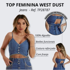 Top Feminino West Dust Jeans Com Franja - Ref. TP28787